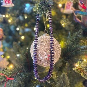 Amethyst Purple Glass Beaded Necklace